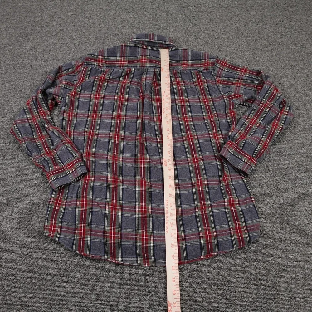 L.L.Bean Shirt Mens Medium Gray Plaid Flannel‎ Long Sleeve Button Up Casual